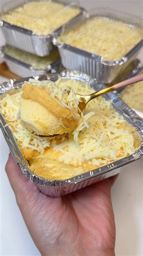 Yema Cake (in mini foil tray) ✔️Batter 4 egg yolks (large) 1/4 cup sugar (50g) 1/4 cup water (60ml) 1/4 cup canola oil (60ml) 1/2 tsp vanilla flavor (2.5ml) 1 cup cake flour (120g) 1 tsp baking power (5g) 1/4 tsp salt (1g) ✔️Meringue 4 egg whites (large) 1/4 tsp cream of tartar (0.75g) 1/4 cup sugar (50g) ✔️Yema / Topping 4 egg yolks (large) 1/2 tsp vanilla flavor (2.5ml) 1 can sweetened condensed milk (300ml) 1 can evaporated milk (370ml) 2 tbsp cornstarch (15g) 1 tbsp butter(15g) [optional] *g