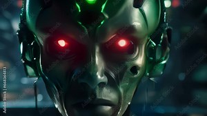 A portrait of an alien rebel, who has been captured and fitted with an obedience chip, being forced to work against their own kind under the control of human masters.