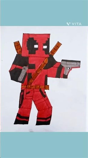 How To Draw DEADPOOL MINECRAFT / YTShort