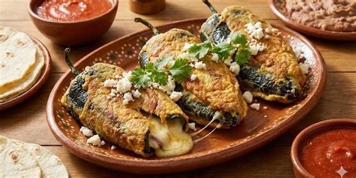 Receta tradicional de chile ancho relleno de queso, paso a paso por Yuri de Gortari