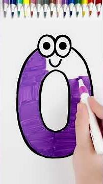 🌈 Easy Learning to Draw &Color Number Zero 0 | Glitter Art for Kids & Toddlers #shorts #kidsart