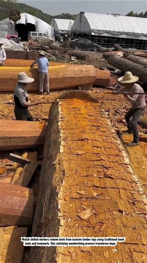 Amazing Traditional Log Debarking Process | Giant Timber Woodworking Skills