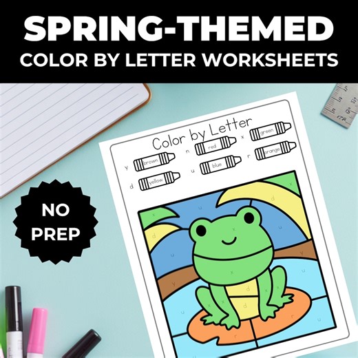 Spring Color by Letter Worksheets | Color by Code Alphabet Activity | Preschool Literacy Center - Etsy UK