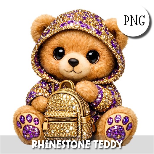 Osito de peluche morado con diamantes de imitación PNG, adorable osito de San Valentín con corazón, ilustración para sublimación, pegatinas, impresión y manualidades - Etsy España