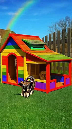 Cats explore a magical castle, while puppies enjoy the comfort of a warm house