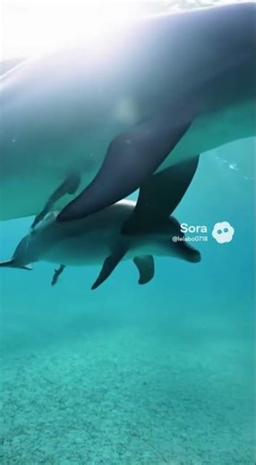 🐬 Ocean Love — Baby Dolphin Swimming Beside Its Mother