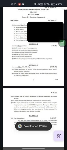 KARNATAKA STATE OPEN UNIVERSITY MBA MANAGEMENT SEM-4 OPERATIONS MANAGEMENT QUESTION PAPER 2023