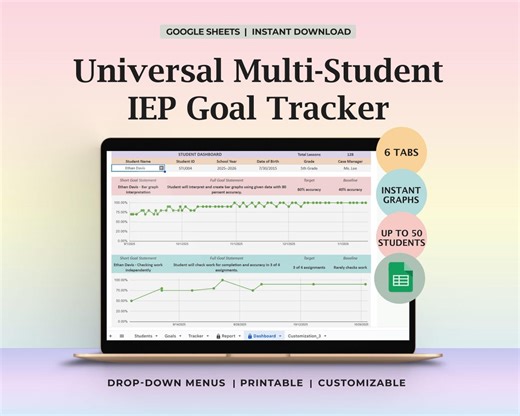IEP Progress Tracker Special Education Google Sheets Multi Student Goals Data Dashboard IEP Meetings Parent Conferences Teachers BCBA Slp - Etsy