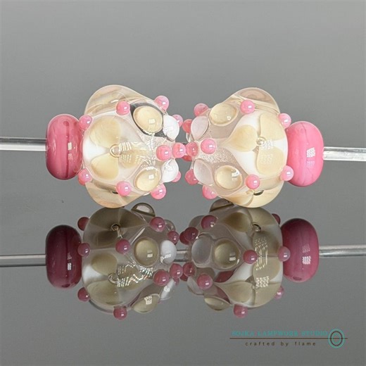 Handmade Lampwork Glass Bead Set With Spacers - Etsy