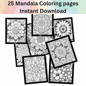 Mandala Coloring Pages, Kids Adult Coloring Book, Beautiful Pattern | 25 Digital Coloring Pages (printable, PDF Download) - Etsy UK