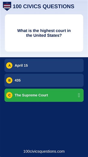 Q29: What is the highest court in the United States? #Shorts