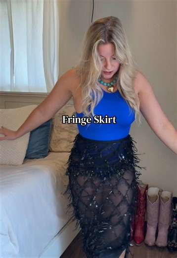 Luxury Black Sheer Fringe Sequin Skirt for Nights Out