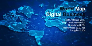 Animated Global Network World Map with Corporate Data Display