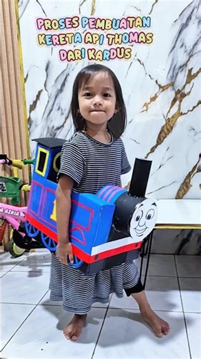 MEMBUAT KERETA THOMAS DARI KARDUS #kreatif #diy #kreasi #mainan #keretaapithomas