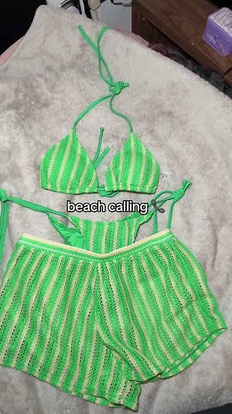 This three piece bikini set is everything! #bikini #swimsuit #swimwearhaul #beachwear #bikinisets