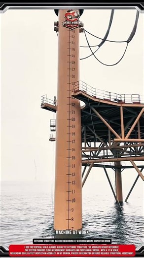 Offshore Structure machine Measuring 37 m During Marine Inspection Work