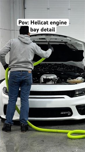 Hellcat Engine bay cleaning. #hellcat #srt #mopar #cardetailling