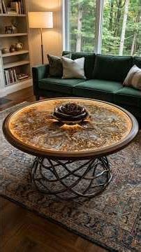 Luxury Silver & Brown Epoxy Resin Coffee Table | Stunning Rose Centerpiece!🤎