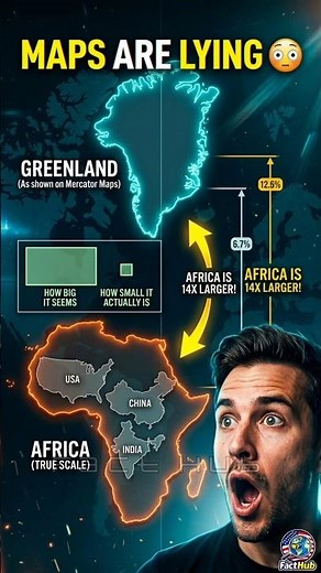 Maps Are Lying About Greenland 😳 | Fact Hub | #maps #geography #greenland #africa #didyouknow #fact