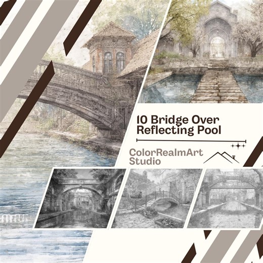 Zen Garden Bridge Coloring Pages | 10 Printable Landscape Scenes (PDF Download) - Etsy