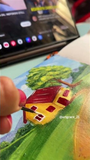 Easy Acrylic Painting 🌸🪄✨️🌷🎨 #art #painting #brushes #acrylicpainting