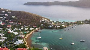 Charlotte Amalie Tourist Coastal Town of Saint Thomas, Virgin Islands - Aerial