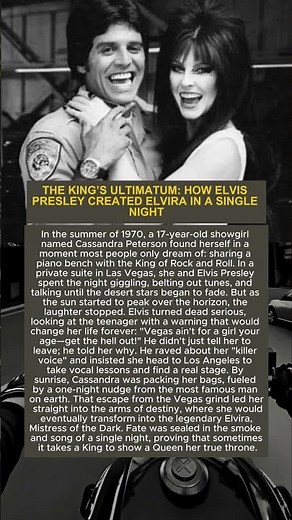 THE KING’S ULTIMATUM: HOW ELVIS PRESLEY CREATED ELVIRA IN A SINGLE NIGHT