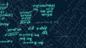 Animation of mathematical equations on black background Premium Stock Video Footage