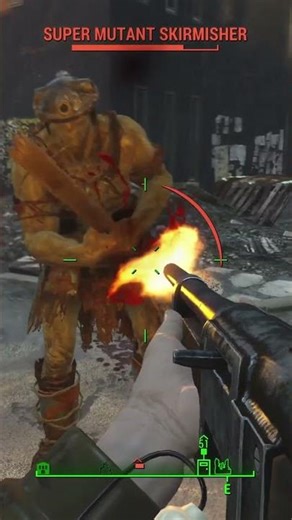 Start a fight with Raiders and run into Super Mutants