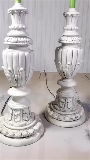 1.1K views · 65 reactions | Create an antique milk paint finish! ️ French Faire Co. transformed these thrifted lamp bases with an aged French look using One Step Paint in French Blue, Embellishing Wax, Pompeii Grey Toscana Milk Paint, and Antiquing Glaze. Want to master finishes like this? Learn how in our Old World Finishing Course. #milkpaint #oldworldfinish | Amy Howard At Home | Facebook