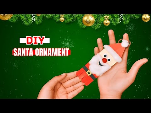 Easy DIY Santa Ornament Using Popsicle Sticks, Christmas Craft Tutorial for Kids, Holiday Decoration