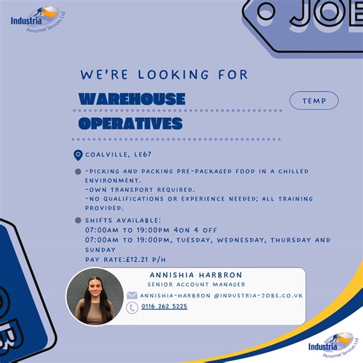 퐇퐎퐓 퐉퐎퐁 퐓퐇퐔퐑퐒퐃퐀퐘 了Warehouse Operatives Coalville Annishia...