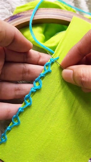 New elegant lace embroidery designs 🤩#loopstitch #beginnersstitch #diy #sewing #craft