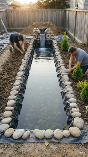 Incredible DIY Pond Waterfall – Full Transformation! #DIY #PondBuild #Waterfall