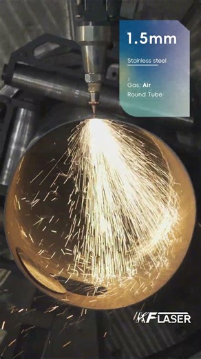 Laser Cutting of 1.5 mm Stainless Steel Round Tube (Air) #laser #stainlesssteel #metal #cnc