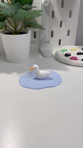 made a small duck pond desk decor with clay! I should’ve used regular air dry clay instead of foam clay. The pond was too thin and it started curling after it dried 😅 #diy #airdryclay #diydecor #diycraft #clay