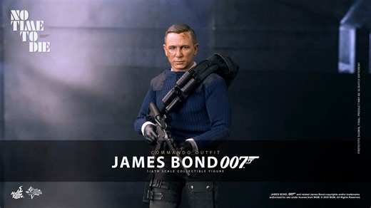 The world’s most famous spy on his most brutal mission. This 1/6th scale James Bond (Commando Outfit) Collectible Figure brings Bond’s final appearance in No Time to Die to life with movie-accurate battle damage details and separate rolling eyeballs that lock into steely focus. Donned in tactical gear and loaded for war with a highly detailed Close Quarters Battle Receiver, dual pistols, and multiple grenades, he’s ready for the showdown. Mission-essential accessories include a watch, a tactical