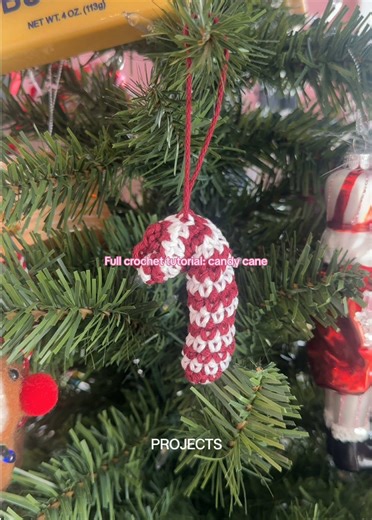how to crochet a candy cane ornament - a full tutorial for beginner crocheters! this mini candy cane is the perfect quick holiday make for your gift list ‧₊˚🎄✩ ₊˚🦌⊹♡ what crochet project would you like to see next? #c#crochetc#crochetersoftiktokc#crochettutorialc#crochetprojectcrochetinspo