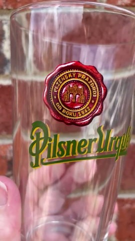 Pilsner Urquell Beer Glass Vintage Czech Lager Pint Glass Barware Collectible Brewery Glass Gift for Beer Lover, Man Cave Decor