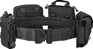 Tactical Belt Battle Law Enforcement Molle Airsoft Duty Belt Quick-Release with Pouches 8 in 1 (Black)