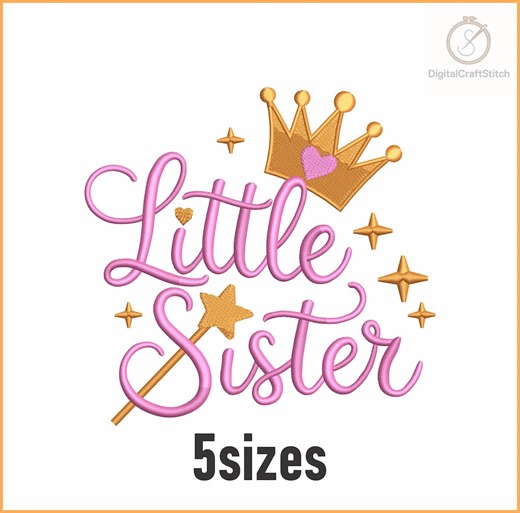 Little Sister Princess Embroidery Design With Crown and Magic Wand - Etsy Canada