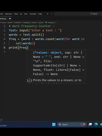 Word frequency counter #shorts #python