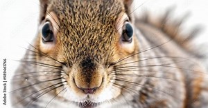 Close-up video of a squirrel facing the camera with an alert expression.