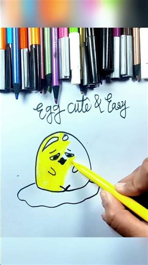 🥚 Cute Egg Drawing ✏️ Easy Kawaii Art 💛 #short