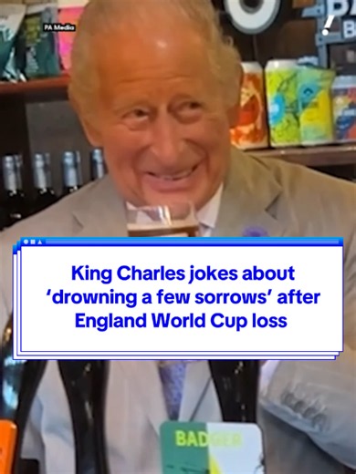 King Charles jokes about ‘drowning a few sorrows’ after England World Cup loss 🍻 #yahooaustralia #royal #kingcharles