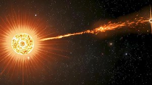 Download The Big Bang explodes in a stunning display of cosmic energy, resembling a sun explosion in the vast expanse of space. A powerful visualization of the universe creation and solar phenomena. for free