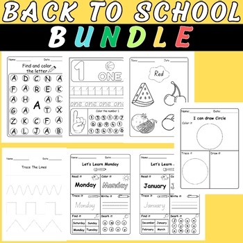 Back to School Worksheets for kindergarten | Alphabet, Numbers, Shapes, Calendar