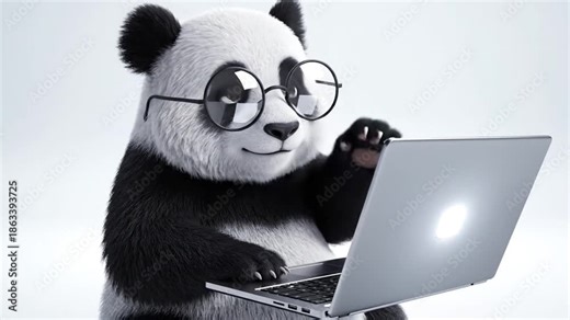 Adorable Panda Character Working on Laptop: A Modern Twist on Wildlife and Technology