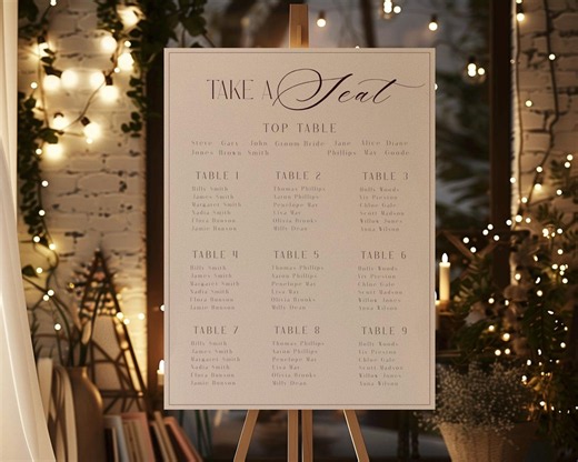 Minimal Wedding Seating Plan Canva Template: Find Your Seat Sign - Etsy