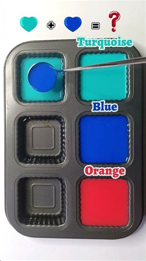 😍🎨 The magic of mixing 3 colors Turquoise + Blue + Orange and it's amazing. #colormixing #art